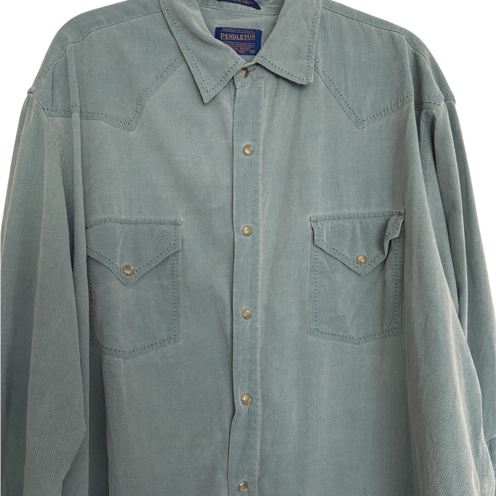 Pendleton Teal Silk/Cotton Button Down Shirt - image 2
